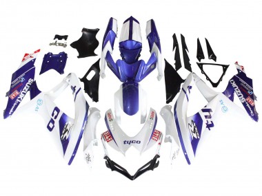 Mejores Carenados Moto Suzuki GSXR 600 / GSXR 750 2008-2010 - Blanco Azul Negro Tyco