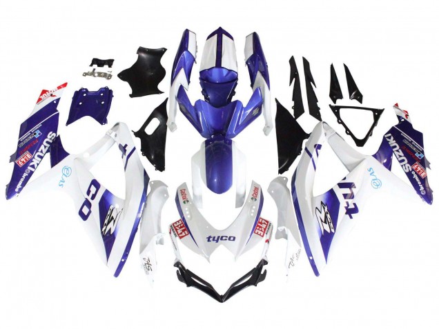 Mejores Carenados Moto Suzuki GSXR 600 / GSXR 750 2008-2010 - Blanco Azul Negro Tyco