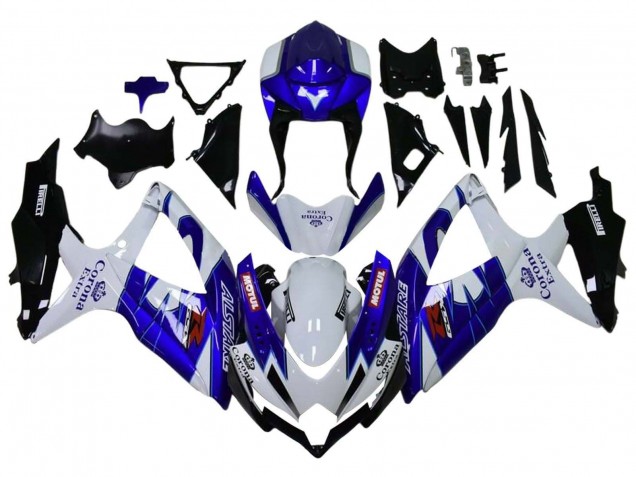 Mejores Carenados Moto Suzuki GSXR 600 / GSXR 750 2008-2010 - Blanco Azul Negro Mate Rojo Motul