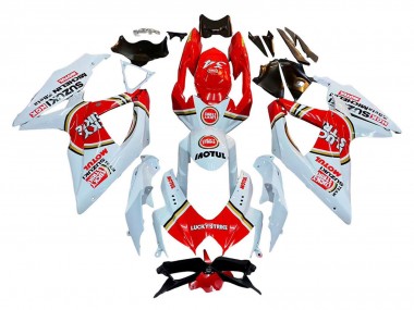 Mejores Carenados Moto Suzuki GSXR 600 / GSXR 750 2008-2010 - Blanco Rojo Motul Lucky Strike