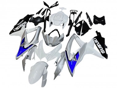 Mejores Carenados Moto Suzuki GSXR 600 / GSXR 750 2008-2010 - Blanco Plata Azul Negro