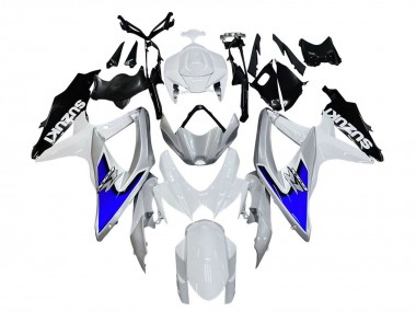 Mejores Carenados Moto Suzuki GSXR 600 / GSXR 750 2008-2010 - Blanco Plata Azul Negro