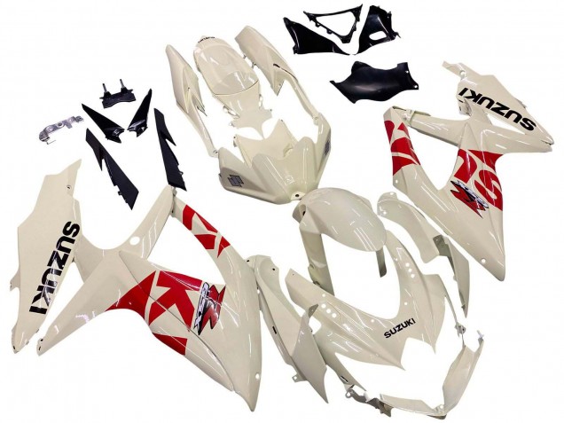 Mejores Carenados Moto Suzuki GSXR 600 / GSXR 750 2008-2010 - Crema Blanco Rojo Negro