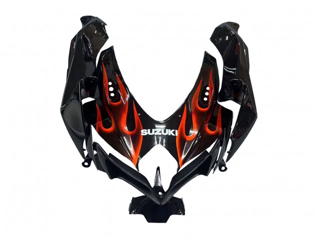 Mejores Carenados Moto Suzuki GSXR 600 / GSXR 750 2008-2010 - Negro Brillante Naranja Llama