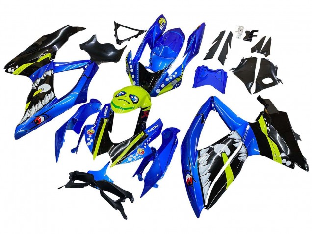 Mejores Carenados Moto Suzuki GSXR 600 / GSXR 750 2008-2010 - Azul Fluorescent Verde Tiburón