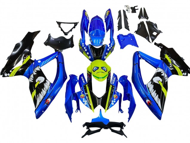 Mejores Carenados Moto Suzuki GSXR 600 / GSXR 750 2008-2010 - Azul Fluorescent Verde Tiburón