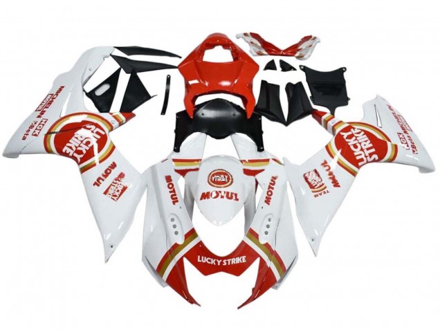 Mejores Carenados Moto Suzuki GSXR 600 / GSXR 750 2008-2010 - Blanco Rojo Lucky Strike
