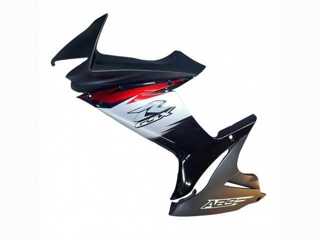 Mejores Carenados Moto Suzuki GSXR 600 / GSXR 750 2011-2024 - Negro Brillante Falsificado FibraCarbono Plata Rojo