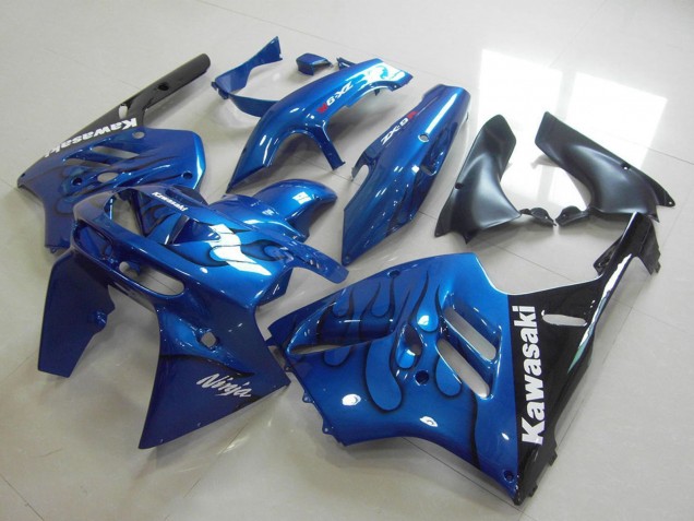 Mejores Carenado Moto Kawasaki ZX9R 1994-1997 - Azul Negro Llama