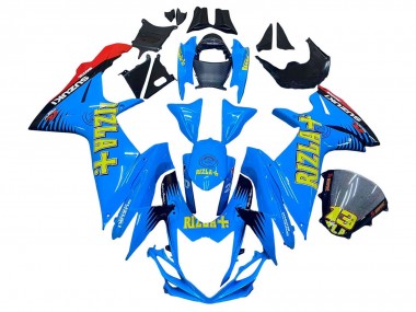 Mejores Carenados Moto Suzuki GSXR 600 / GSXR 750 2011-2024 - Azul Oro Rojo Negro Rizla