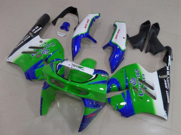 Mejores Carenados Moto Kawasaki ZX9R 1994-1997 - Blanco Azul Verde Negro Corona Extra