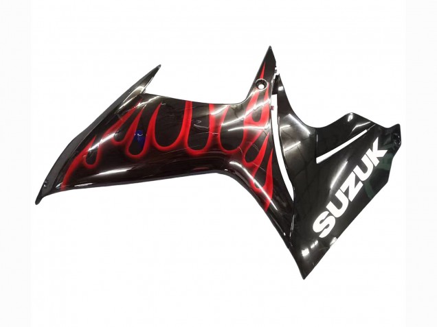 Mejores Carenados Moto Suzuki GSXR 600 / GSXR 750 2011-2024 - Negro Brillante Rojo Llama
