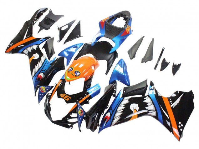 Mejores Carenados Moto Suzuki GSXR 600 / GSXR 750 2011-2024 - Azul Claro Naranja Negro Blanco Tiburón 46