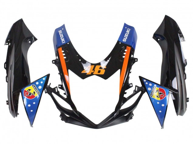 Mejores Carenados Moto Suzuki GSXR 600 / GSXR 750 2011-2024 - Azul Claro Naranja Negro Blanco Tiburón 46