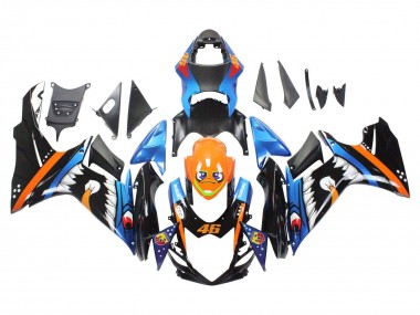 Mejores Carenados Moto Suzuki GSXR 600 / GSXR 750 2011-2024 - Azul Claro Naranja Negro Blanco Tiburón 46