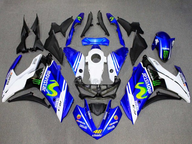 Mejores Carenados Moto Yamaha YZF R3/R25 2015-2018 - Blanco Azul Verde MoviStar Monstruo