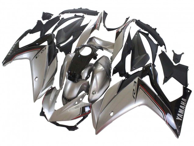 Mejores Carenados Moto Yamaha YZF R3/R25 2015-2018 - Plata Negro