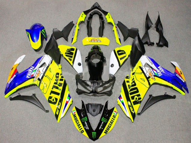 Mejores Carenados Moto Yamaha YZF R3/R25 2015-2018 - Amarillo Azul Negro Monstruo