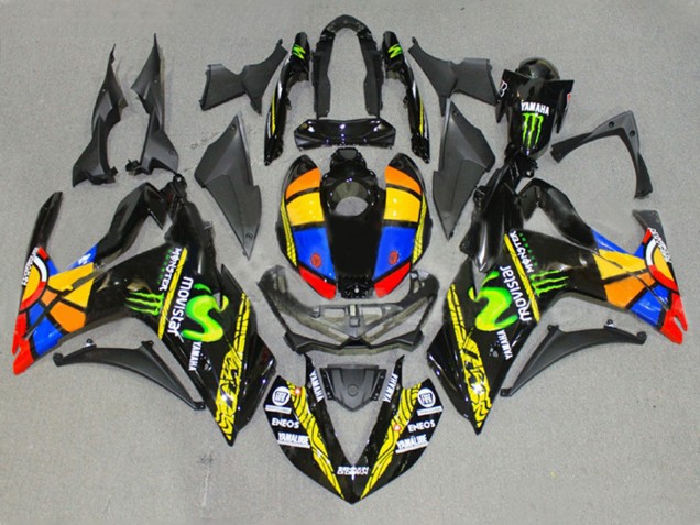 Mejores Carenados Moto Yamaha YZF R3/R25 2015-2018 - Negro Brillante Amarillo Blanco Azul ENEOS Monstruo MoviStar RuedaColores