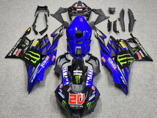 Mejores Carenados Moto Yamaha YZF R3/R25 2022-2024 - Azul Verde Negro Monstruo ENEOS 20