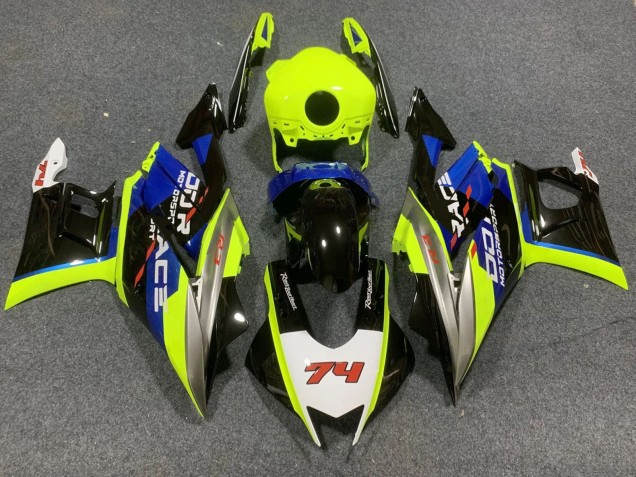 Mejores Carenados Moto Yamaha YZF R3/R25 2022-2024 - Neon Verde Azul Negro Brillante 74