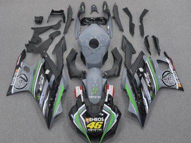 Mejores Carenados Moto Yamaha YZF R3/R25 2022-2024 - Nardo Gris Verde Negro Monstruo ENEOS 46