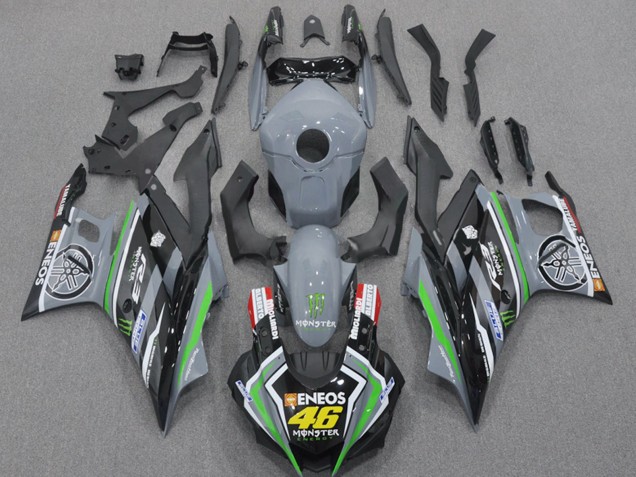 Mejores Carenados Moto Yamaha YZF R3/R25 2022-2024 - Nardo Gris Verde Negro Monstruo ENEOS 46