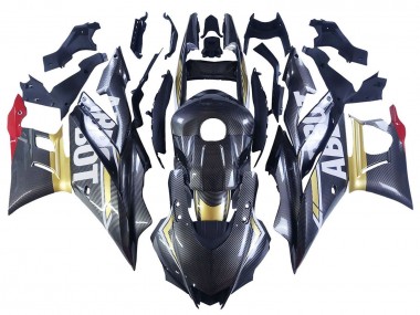 Mejores Carenados Moto Yamaha YZF R3/R25 2022-2024 - Negro FibraCarbono Estilo Oro Rojo ABBOT