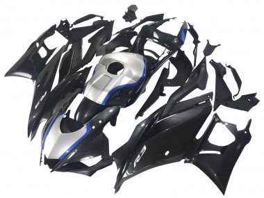 Mejores Carenados Moto Yamaha YZF R3/R25 2022-2024 - Negro FibraCarbono Estilo Plata Azul