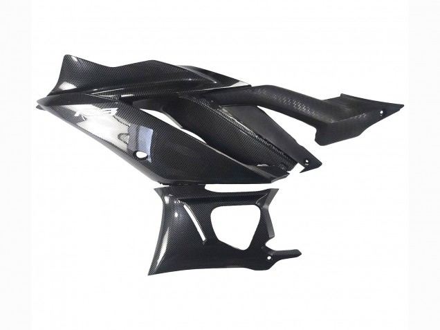 Mejores Carenados Moto Yamaha YZF R3/R25 2022-2024 - Negro FibraCarbono Estilo Plata Azul