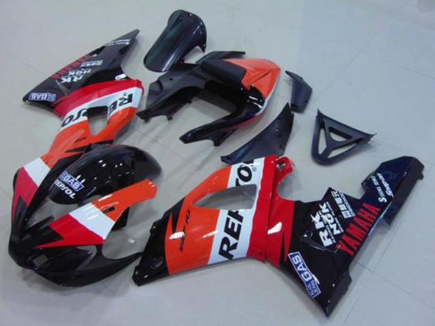 Mejores Carenado Moto Yamaha YZF R1 2000-2001 - Naranja Blanco Rojo Negro Repsol