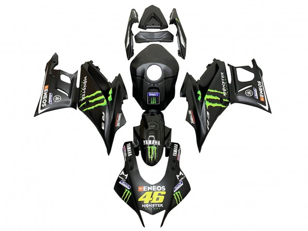 Mejores Carenados Moto Yamaha YZF R3/R25 2022-2024 - Negro Verde Monstruo ENEOS 46