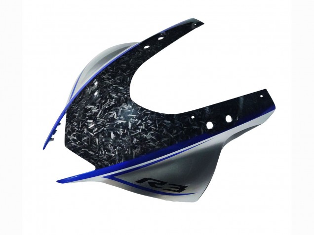Mejores Carenados Moto Yamaha YZF R3/R25 2022-2024 - Marble Negro Plata Azul Falsificado FibraCarbono Estilo