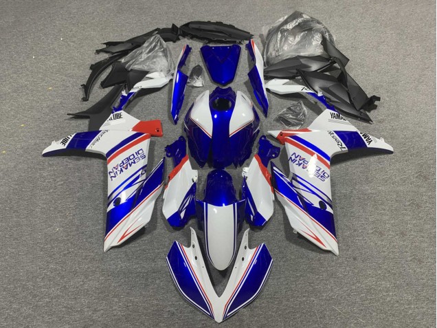 Mejores Carenados Moto Yamaha YZF R3/R25 2022-2024 - Azul Blanco Rojo Semakin Didepan
