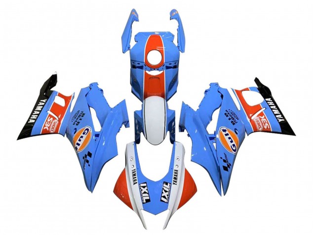 Mejores Carenados Moto Yamaha YZF R3/R25 2022-2024 - Azul Naranja Blanco Gulf