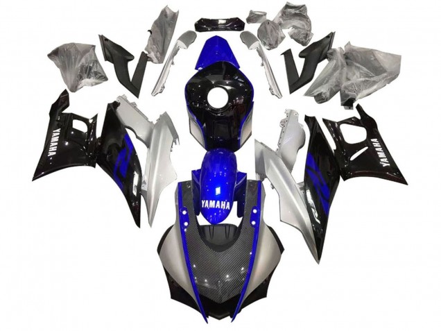 Mejores Carenado Moto Yamaha YZF R3/R25 2022-2024 - Plata Azul Negro FibraCarbono Estilo