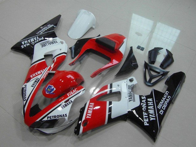 Mejores Carenados Moto Yamaha YZF R1 2000-2001 - Rojo Blanco Negro Brillante Petronas Yamalube