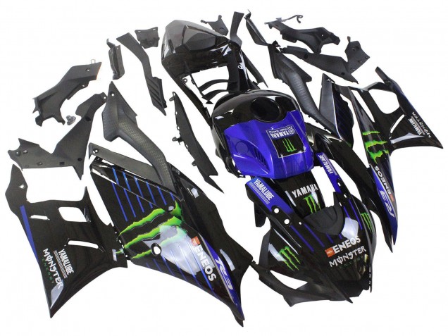 Mejores Carenados Moto Yamaha YZF R3/R25 2022-2024 - Azul Verde Negro Monstruo Yamalube ENEOS