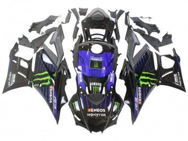 Mejores Carenados Moto Yamaha YZF R3/R25 2022-2024 - Azul Verde Negro Monstruo Yamalube ENEOS