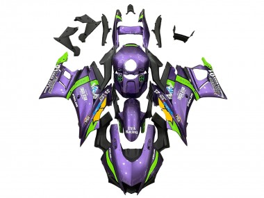 Mejores Carenados Moto Yamaha YZF R3/R25 2022-2024 - Púrpura Verde Amarillo Trick Star EVA Racing 21