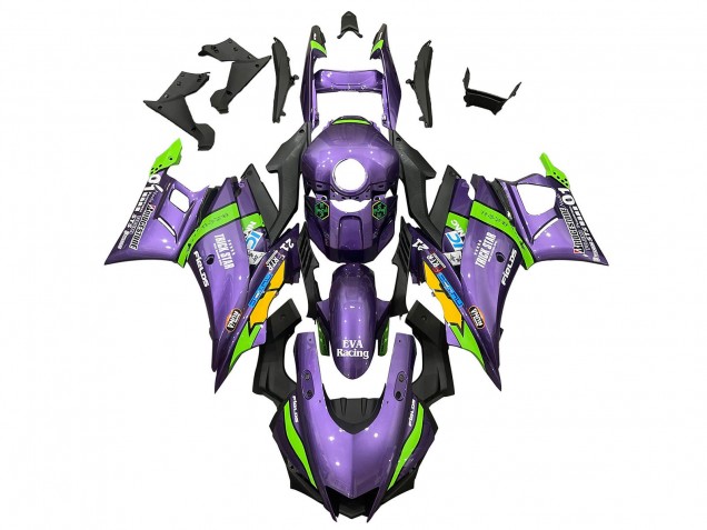 Mejores Carenados Moto Yamaha YZF R3/R25 2022-2024 - Púrpura Verde Amarillo Trick Star EVA Racing 21