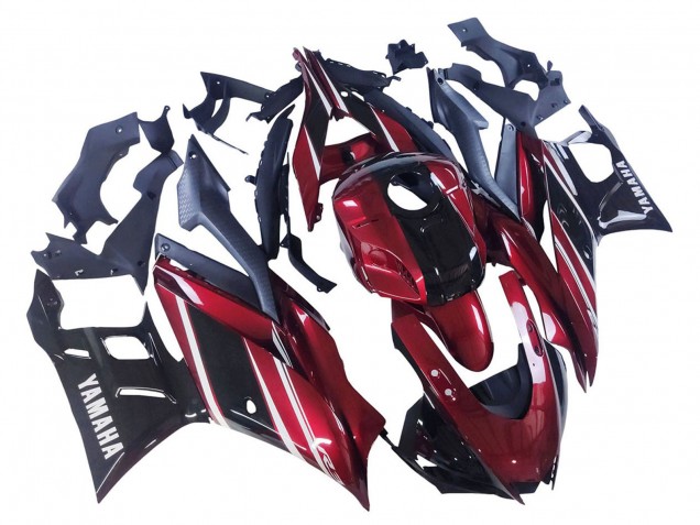 Mejores Carenado Moto Yamaha YZF R3/R25 2022-2024 - Rojo Blanco Negro Brillante