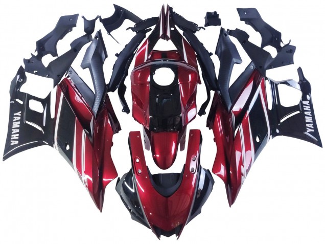 Mejores Carenado Moto Yamaha YZF R3/R25 2022-2024 - Rojo Blanco Negro Brillante