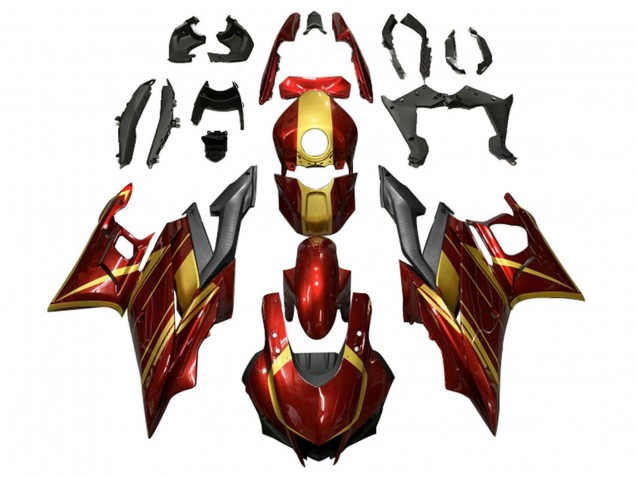 Mejores Carenados Moto Yamaha YZF R3/R25 2022-2024 - Rojo Oro Negro Mate