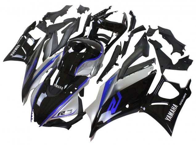 Mejores Carenados Moto Yamaha YZF R3/R25 2022-2024 - Plata Azul Negro Brillante