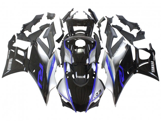Mejores Carenados Moto Yamaha YZF R3/R25 2022-2024 - Plata Azul Negro Brillante