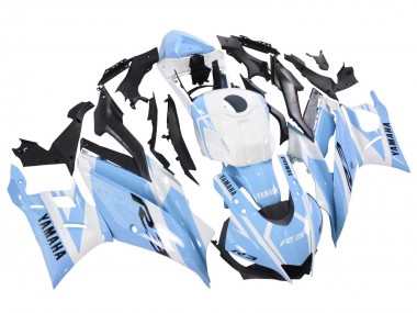 Mejores Carenados Moto Yamaha YZF R3/R25 2022-2024 - Blanco Azul Claro