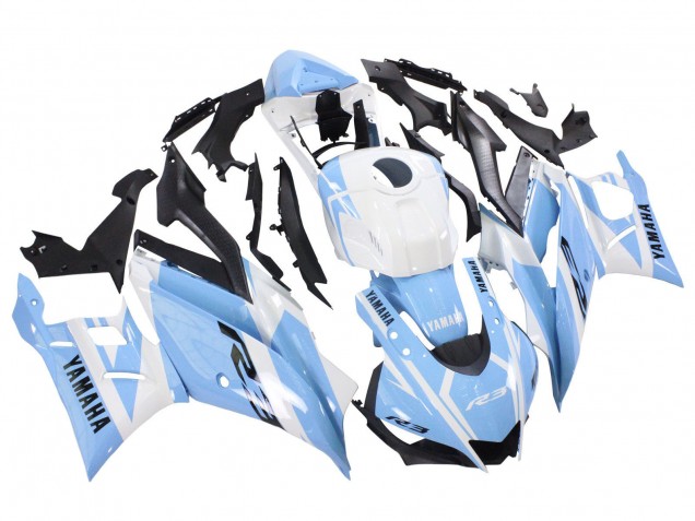 Mejores Carenados Moto Yamaha YZF R3/R25 2022-2024 - Blanco Azul Claro