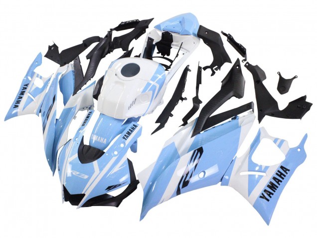 Mejores Carenados Moto Yamaha YZF R3/R25 2022-2024 - Blanco Azul Claro