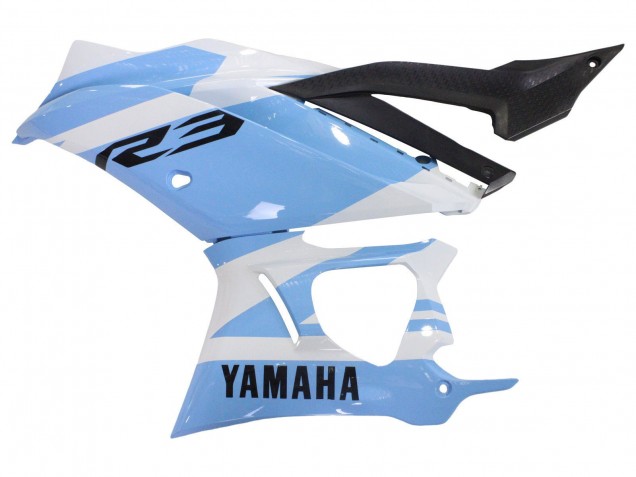 Mejores Carenados Moto Yamaha YZF R3/R25 2022-2024 - Blanco Azul Claro